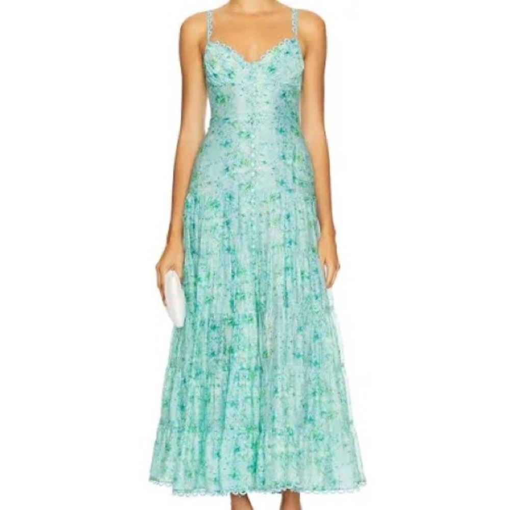 ASTR The Label Tazia Dress in Blue Floral  Midi Dress Size S